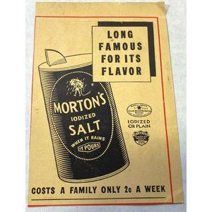 Morton Iodized Salt Print Ad 1938 Advertising Cooking Food